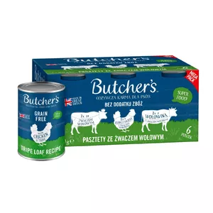 Влажный корм для собак butcher's Original Mega pack — рецепт рубца в форме хлебца, 6×400 г, без зерна, для взрослых