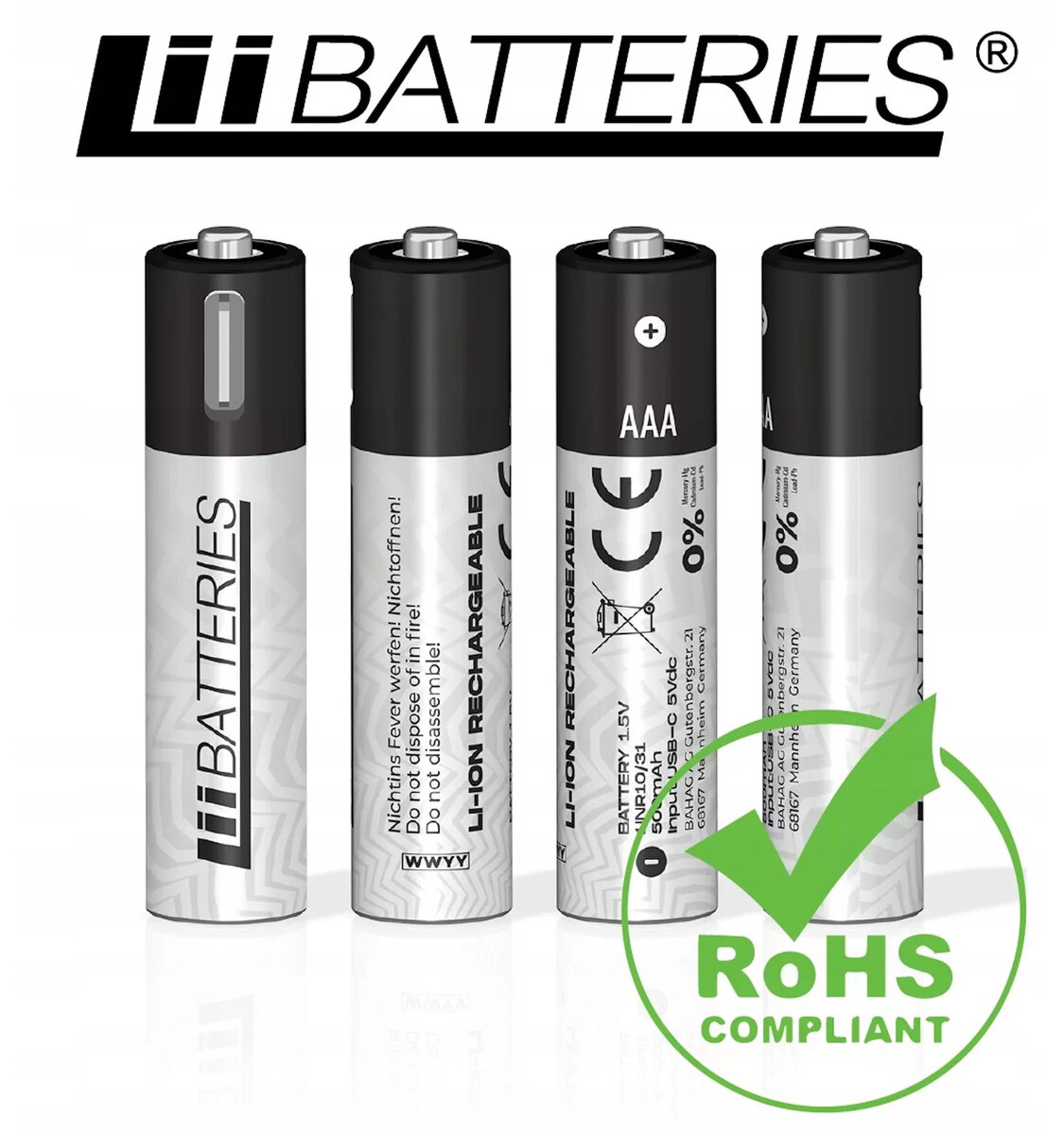 Liibattaries USB-C перезаряжаемые AAA батареи 500mAh (4 шт.) Photo 3