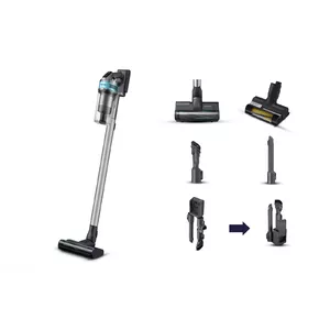 Пылесос-стик 2-в-1 Samsung VS20B75AGR1 — аккумуляторный 21,6В Li-Ion, 60 мин работы, контейнер 0,8 л без мешка, 200 Вт всасывания