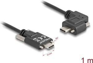 DeLOCK USB 2.0 Cable USB Type-C male to USB Type-C male angled left/right PD 3.0 60W 1m