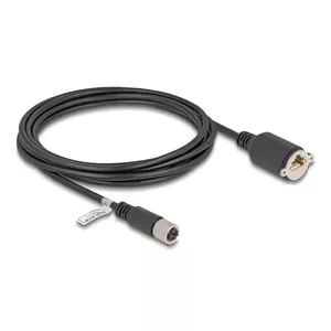 Network Cable DeLOCK M12 Cable X-coded 8 pin female to RJ45 jack Cat.6A 3 m black
