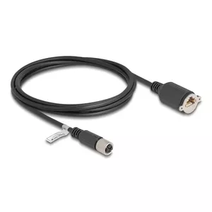 Network Cable DeLOCK M12 Cable X-coded 8 pin female to RJ45 jack Cat.6A 2 m black