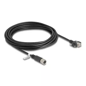 Network Cable DeLOCK M12 Cable X-coded 8 pin female to RJ45 plug Cat.6A 5 m black
