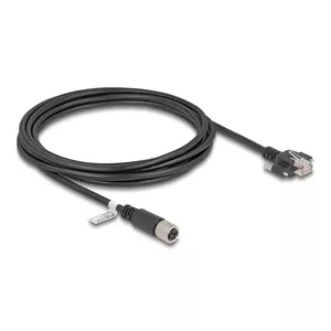 Network Cable DeLOCK M12 Cable X-coded 8 pin female to RJ45 plug Cat.6A 3 m Black