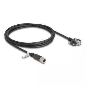 Network Cable DeLOCK M12 Cable X-coded 8 pin female to RJ45 plug Cat.6A 2 m black