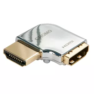 HDMI right-angle adapter Lindy CROMO 90° male to female, silver, HDMI–HDMI