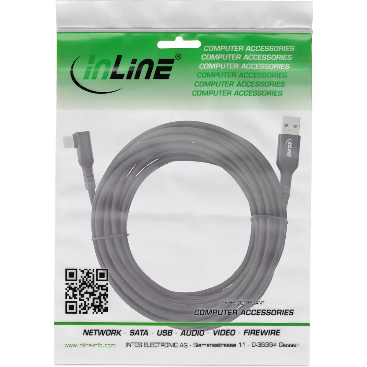 InLine USB 3.2 Gen.1 cable USB-C angled plug USB-A Photo 2