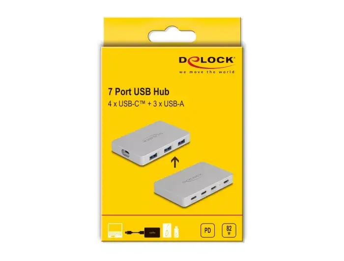 DeLOCK 7 Портовый USB Хаб 4 x USB Type-C 3 x USB Type-A Photo 5