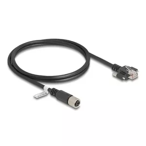 Network Cable DeLOCK M12 Cable X-coded 8 pin female to RJ45 plug Cat.6A 1 m black