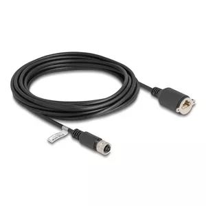 Network Cable DeLOCK M12 Cable D-coded 4 pin female to RJ45 Cat5e 5m Black