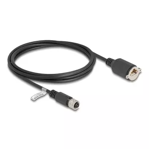 Network Cable DeLOCK M12 Cable D-coded 4 pin female to RJ45 Cat.5e 2 m black