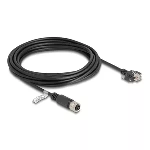 Network Cable DeLOCK M12 Cable D-coded 4 pin female to RJ45 plug Cat5e 5m Black