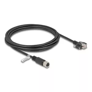 Network Cable DeLOCK M12 Cable D-coded 4 pin female to RJ45 plug Cat.5e 3m Black