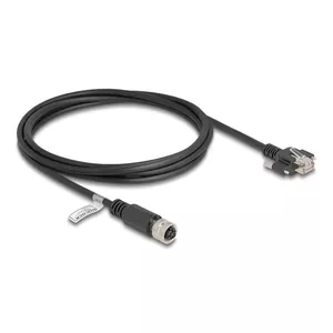 Сетевой кабель DeLOCK M12 Cable D-coded 4 pin female to RJ45 plug Cat.5e 2 м черный