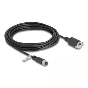 Network Cable DeLOCK M12 Cable A-coded 8 pin female to RJ45 jack Cat.5e 5 m black