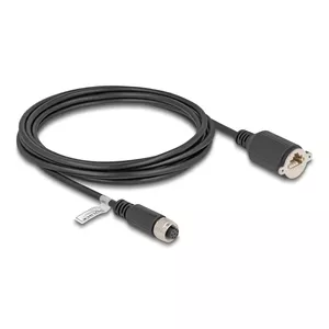 Network Cable DeLOCK M12 Cable A-coded 8 pin female to RJ45 Cat.5e 3 m black