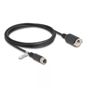 Network Cable DeLOCK M12 Cable A-coded 8 pin female to RJ45 jack Cat5e 2m Black