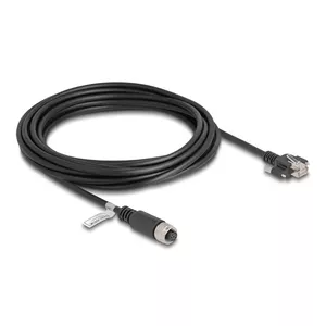 Network Cable DeLOCK M12 Cable A-coded 8 pin female to RJ45 plug Cat.5e 5m black