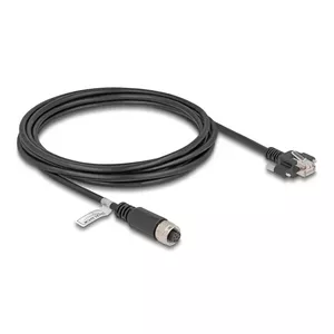 Network Cable DeLOCK M12 Cable A-coded 8 pin female to RJ45 plug Cat.5e 3 m black