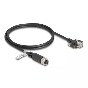 Network Cable DeLOCK M12 Cable A-coded 8 pin female to RJ45 plug Cat5e 1m Black