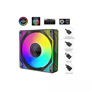 120mm 1stCool AURA EVO Mirror ARGB PWM case fan — black