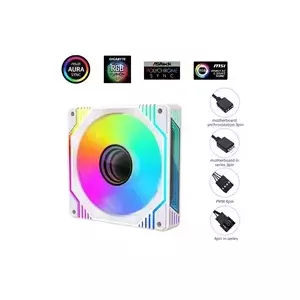 120mm PWM ARGB Case Fan 1stCool AURA EVO Mirror (white)