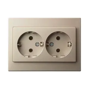 Liregus Epsilon 1+1 Double Socket with Earthing, Champagne