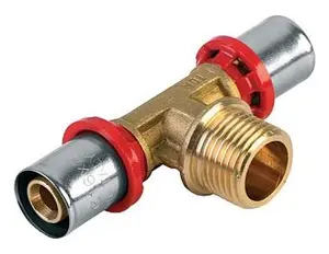 TDM Brass 1660SLFTAP Three-Way Press Connector 18mm x 1/2 inch