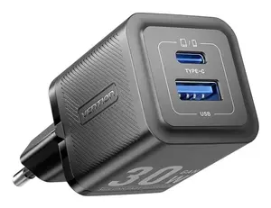Vention FEQB0-EU indoor AC fast charger 30W, 1x USB-C, black — for smartphone, tablet, smartwatch, headphones