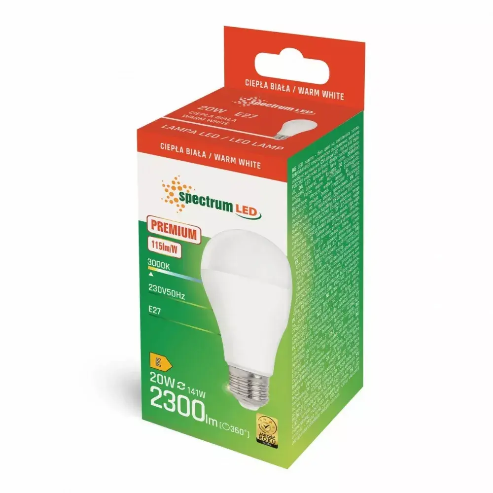 LED spuldze GLS E27 20W silti balta spectrum led Photo 3