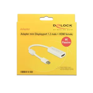 Адаптер видео кабеля DeLOCK 62614 Mini DisplayPort на HDMI Type A белый 0.2 м