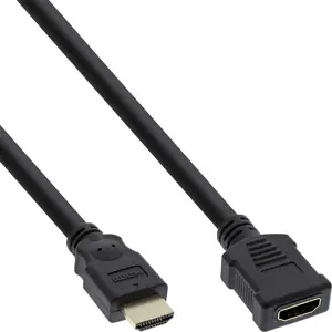 InLine High Speed HDMI Kabelis Vīrietis uz Sieviete 2 m Melns Zeltīti Kontakti HDMI Versija 1.3