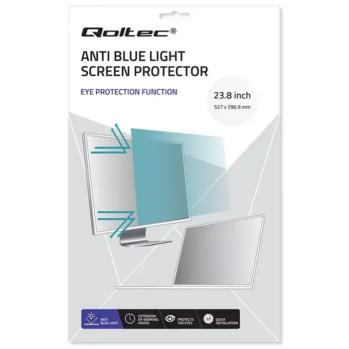 QOLTEC 51075 23,8" Ekrāna aizsargplēve pret zilgano gaismu Photo 3