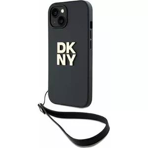 Hardcase for iPhone 14/15/13 6.1" by DKNY with wrist strap, black (DKHCP14SPBSWSK)