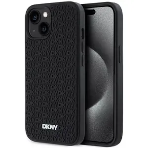 Phone case DKNY DKHCP15S3DRPWK for iPhone 15/14/13 6.1" — black 3D rubber pattern