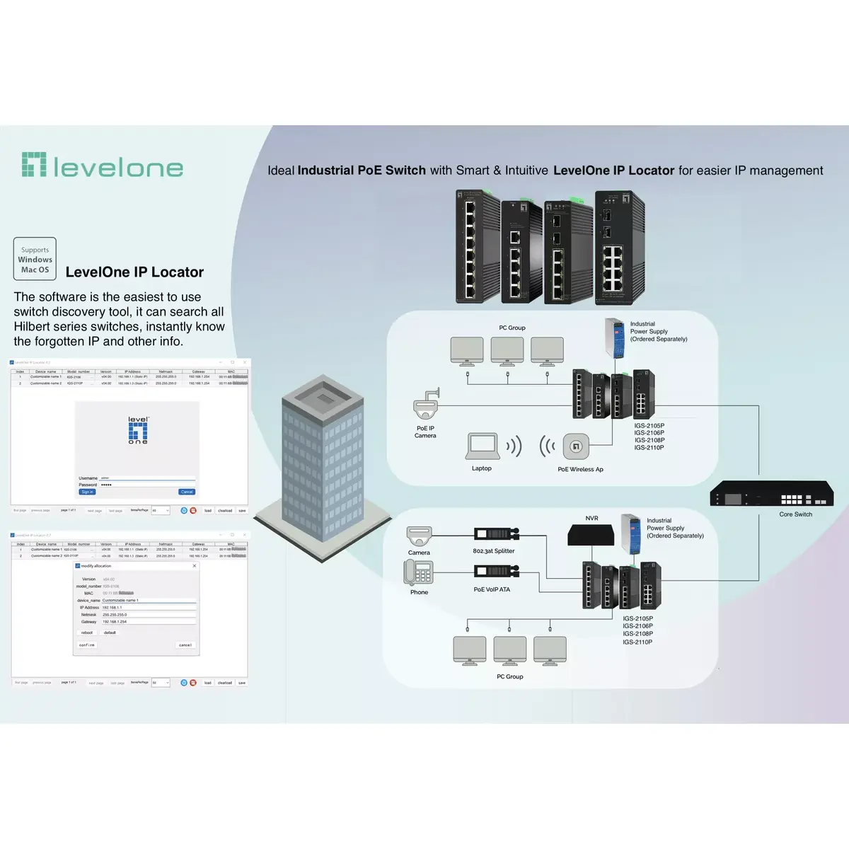 LevelOne Hilbert 6-portu industriālais gigabita PoE Smart Lite slēdzis Photo 5