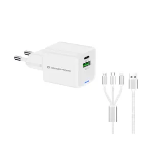 Charger Conceptronic 2-Port 33W GaN USB PD with 3-in-1 Cable