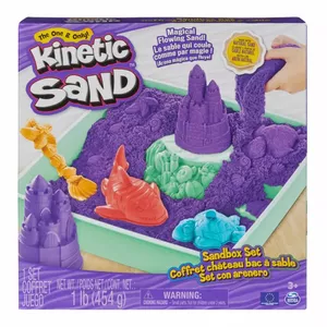 Игровой набор с кинетическим песком Spin Master Sandbox Set, 453 г фиолетового песка, песочница и 4 формочки для детей от 3 лет