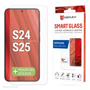 Aizsargstikls Displex Smart Glass 9H priekš Samsung Galaxy S24/S25 ar uzstādīšanas uzlīmi, caurspīdīgs