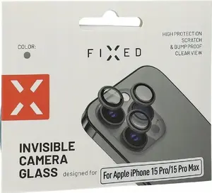Защитное стекло для камеры Apple iPhone 15 Pro / 15 Pro Max от FIXED — модель FIXGC2-1202-GR, цвет «звездная серая»