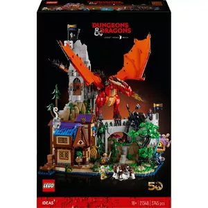 LEGO set Ideas 21348 Dungeons & Dragons Red Dragon's Tale with 3 minifigures, modular diorama build