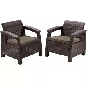 Комплект садовых кресел Keter Corfu Duo Set коричневый — 2 предмета для улицы