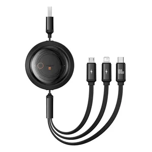 USB 3-in-1 cable Baseus Free2Draw (USB-A to Micro USB + Lightning + USB-C), 100W, 1.1 m, black