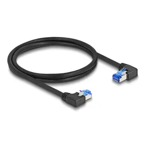 Network Cable DeLOCK RJ45 Cat.6A S/FTP right left angled 1m black