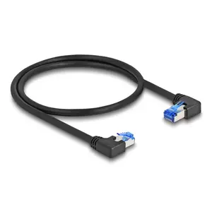 Network Cable DeLOCK RJ45 Cat.6A S/FTP right left angled 0.5m black