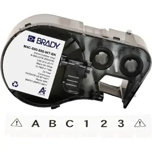 Vinyl Brady M4C-500-595-WT-BK permanent label tape 12.70 mm x 7.62 m