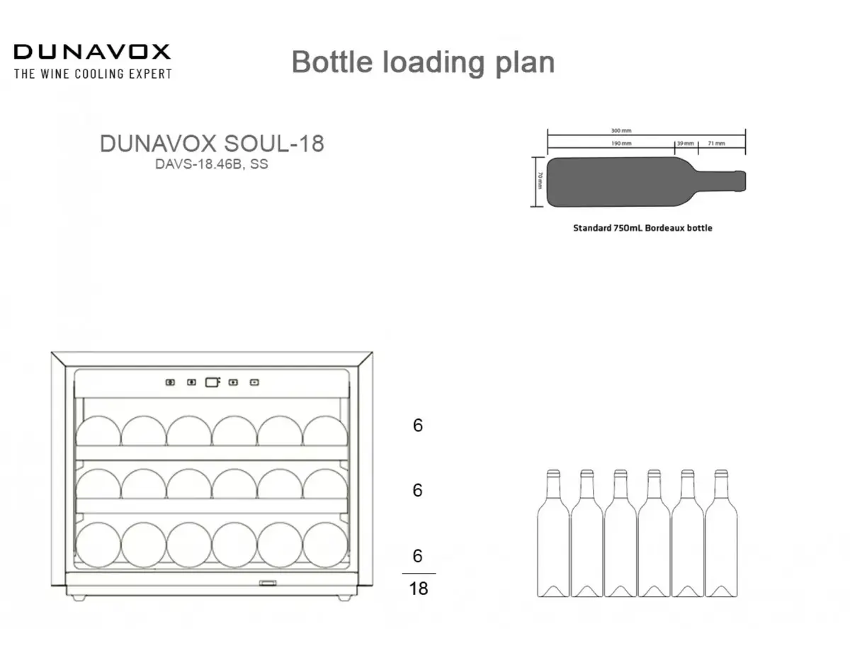 Dunavox DAVS18.46SS встраиваемый винный шкаф — 18 бутылок Photo 5