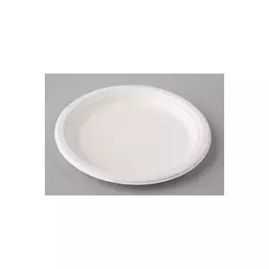 Disposable round plates BIO D23 cm, sugarcane fiber, white, 50 pcs (0.85 kg)