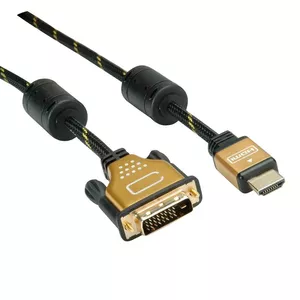 Video Cable Adapter ROLINE 11.04.5895 10 m HDMI DVI Black Gold