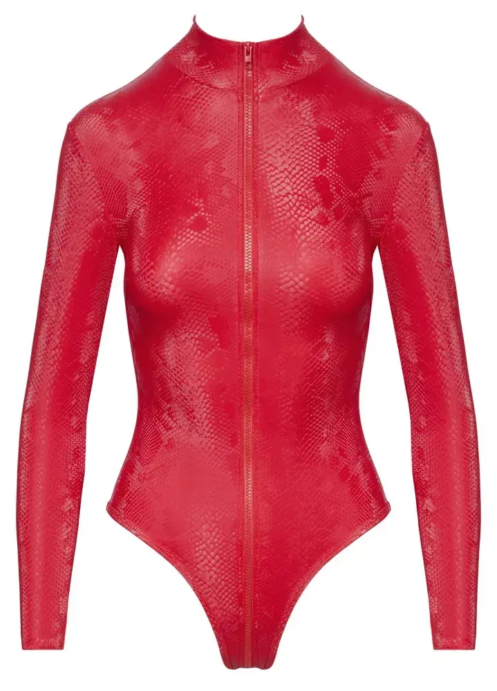 Body Cottelli Collection Red snakeskin-look with 3-way zip Photo 9